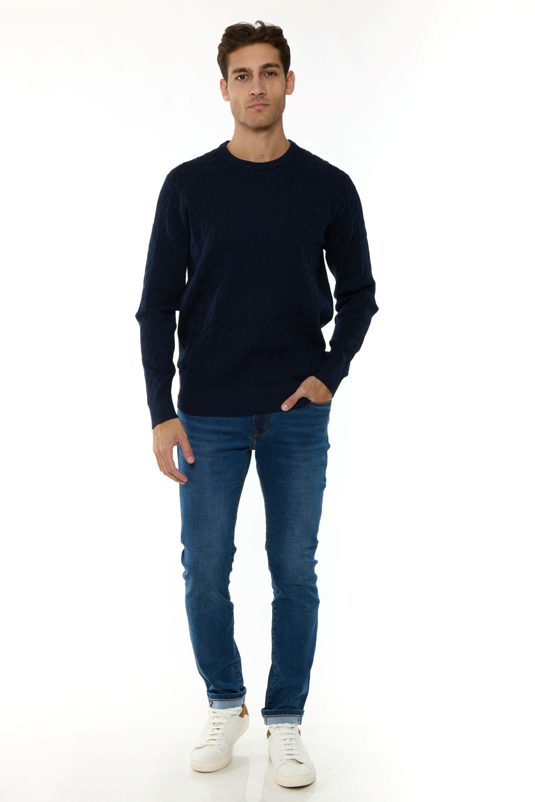 Maglia Girocollo con trecce Misto Merino