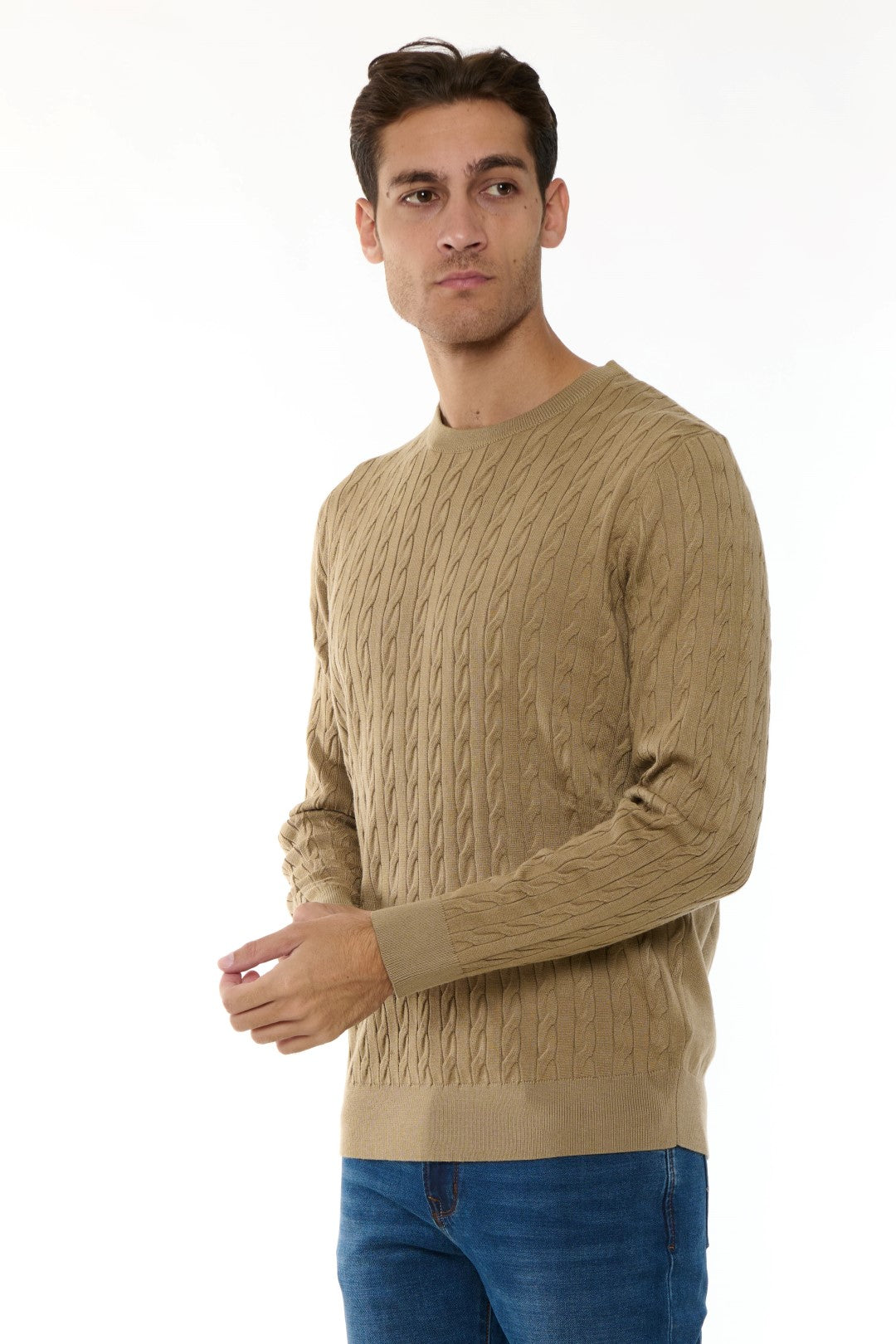 Maglia Girocollo con trecce Misto Merino