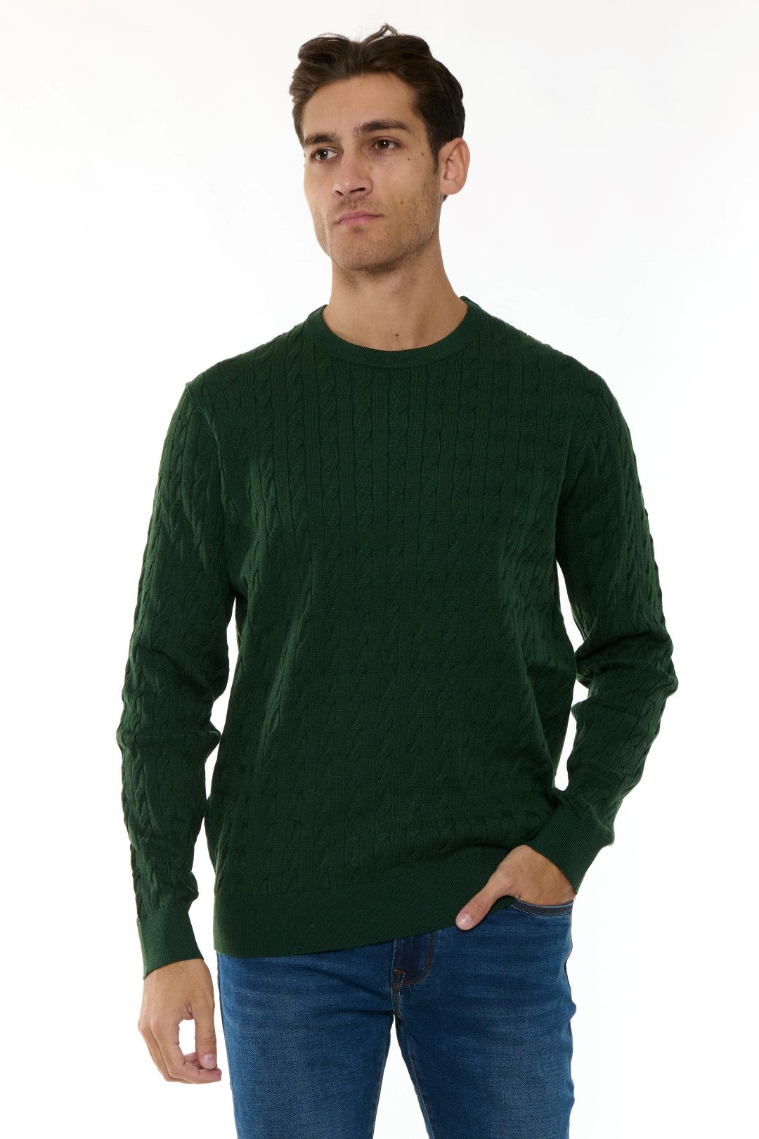 Maglia Girocollo con trecce Misto Merino