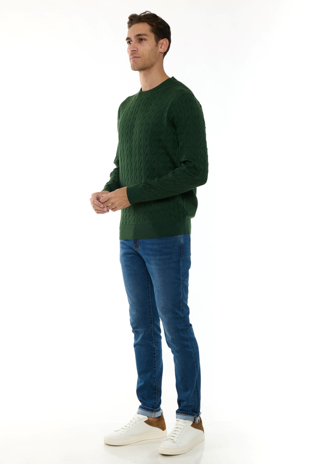 Maglia Girocollo con trecce Misto Merino