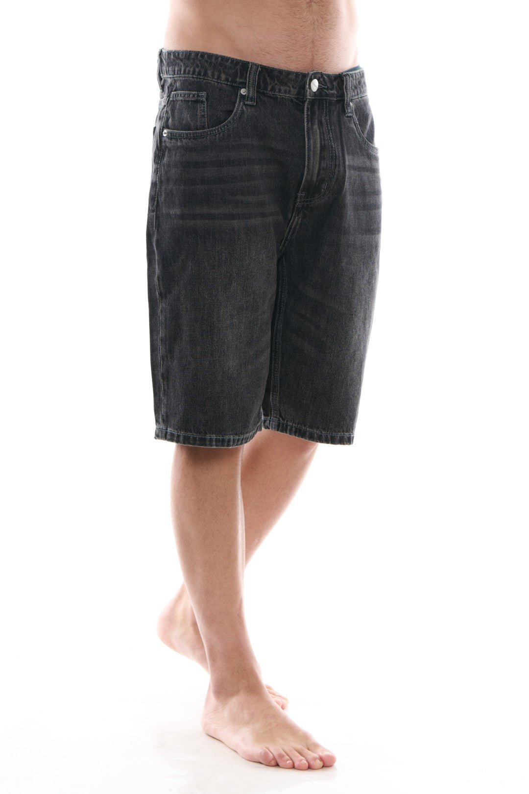 Bermuda in Denim Nero Baggy