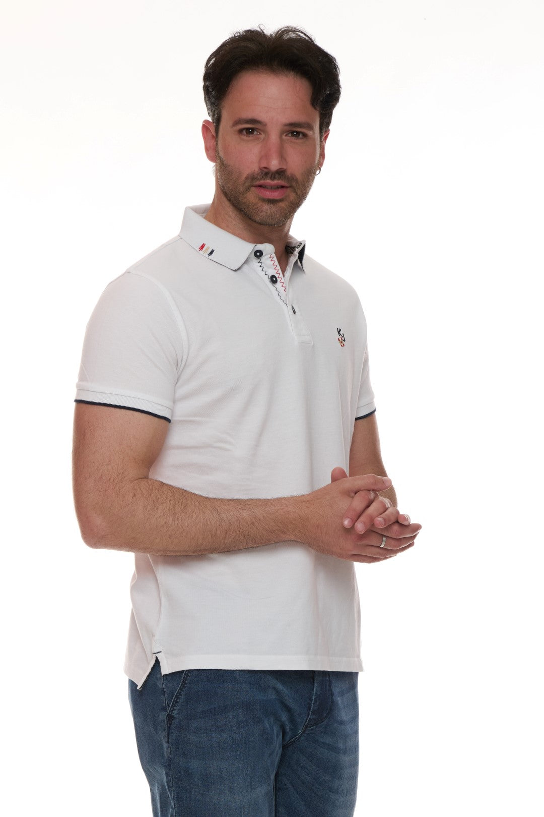 Polo con ricamo fiorellino