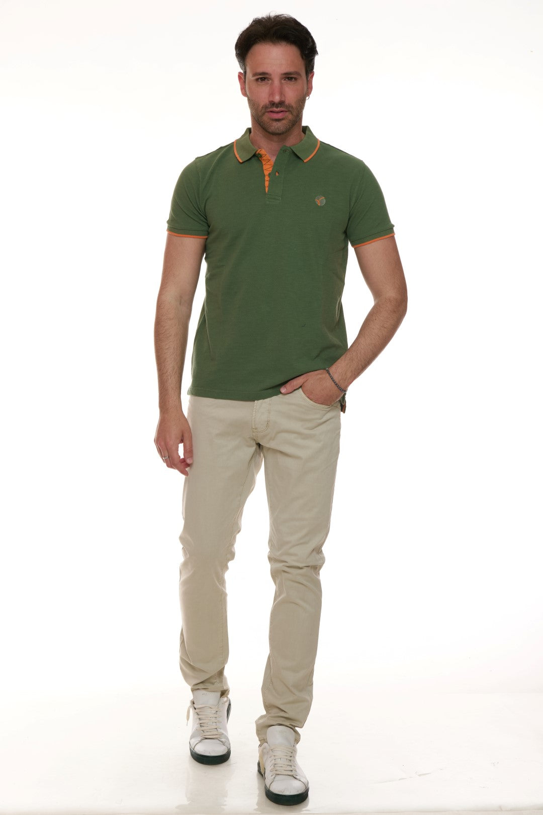 Polo Piquet Slub con ricamo contrasto