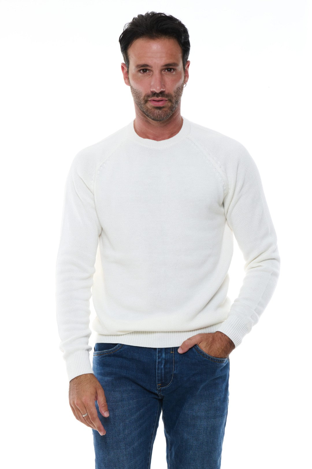 Maglia Girocollo Raglan Misto Lana