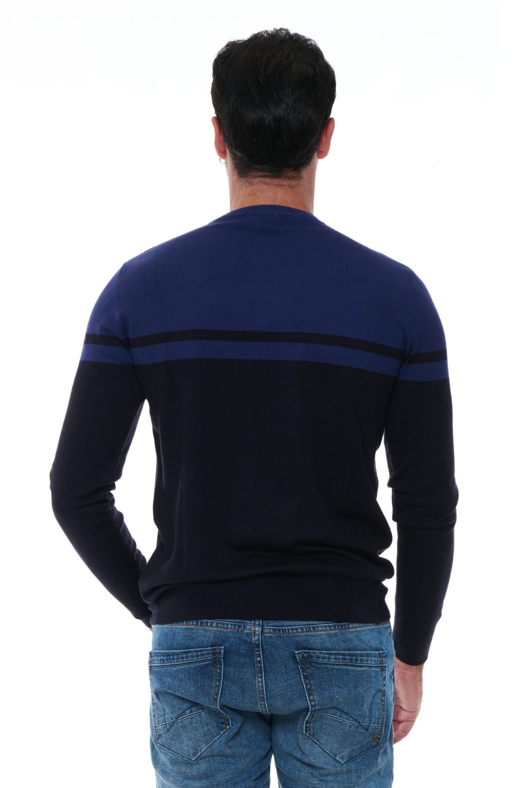 Maglia Girocollo a Fasce Bicolore