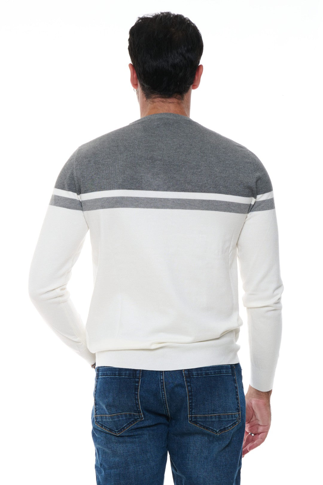 Maglia Girocollo a Fasce Bicolore