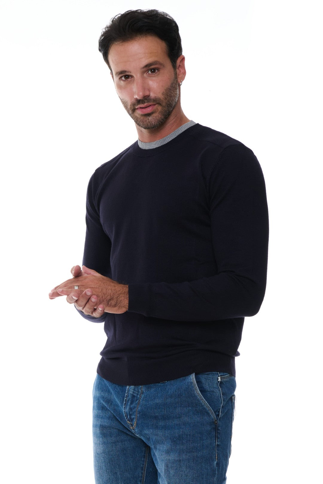 Maglia Girocollo con contrasti