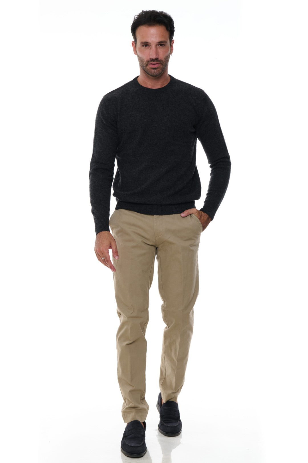 Maglia Girocollo Basico in Misto Cashmere