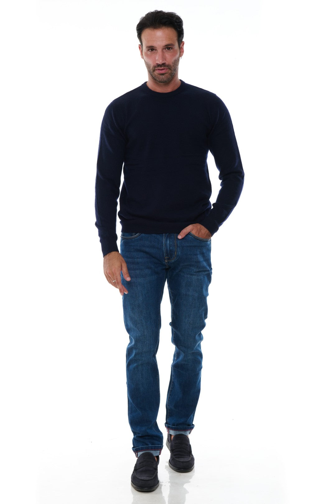 Maglia Girocollo Basico in Misto Cashmere
