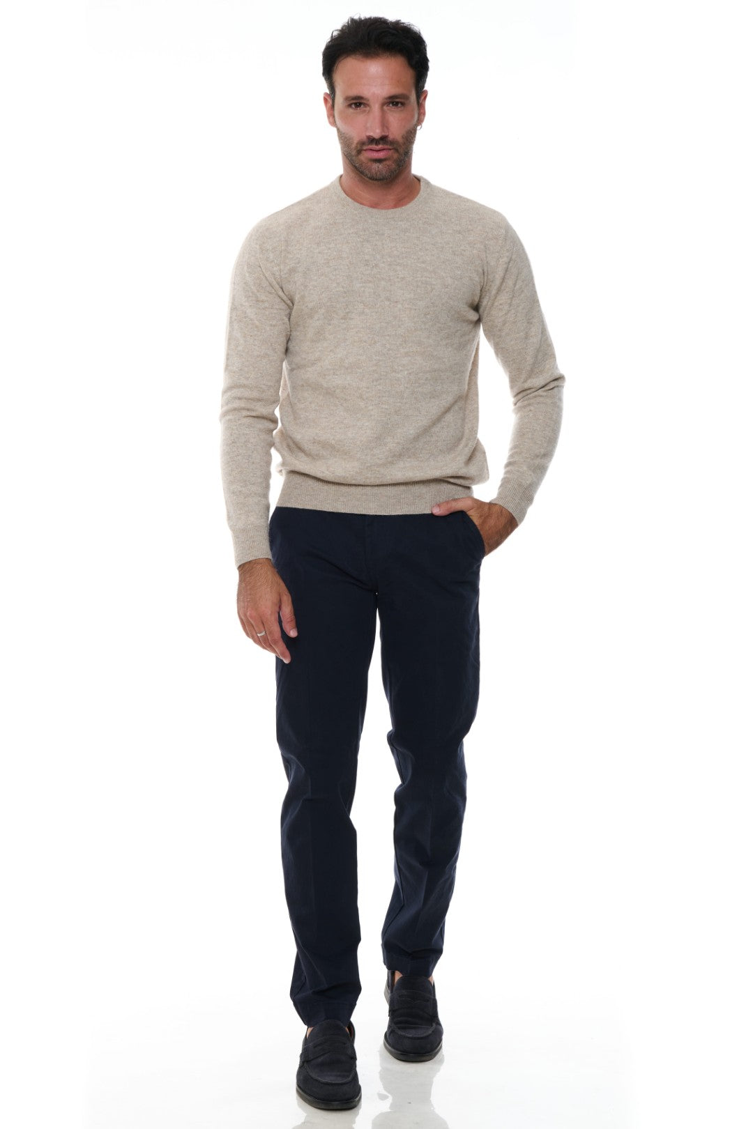 Maglia Girocollo Basico in Misto Cashmere