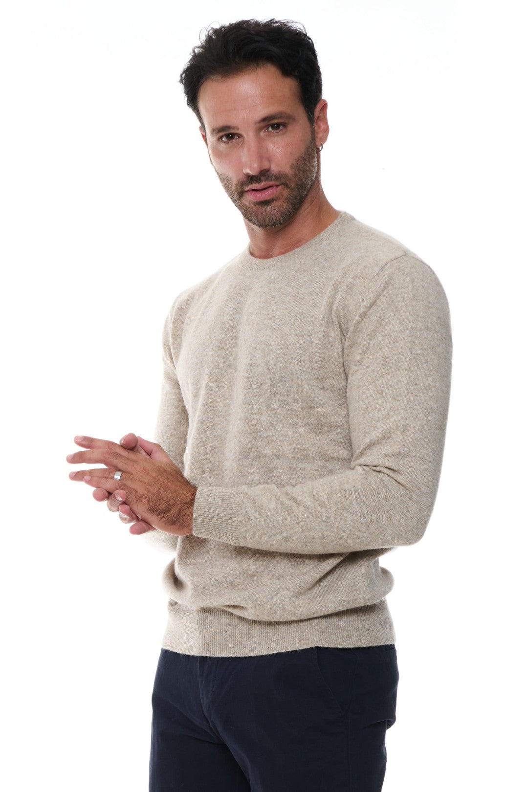 Maglia Girocollo Basico in Misto Cashmere