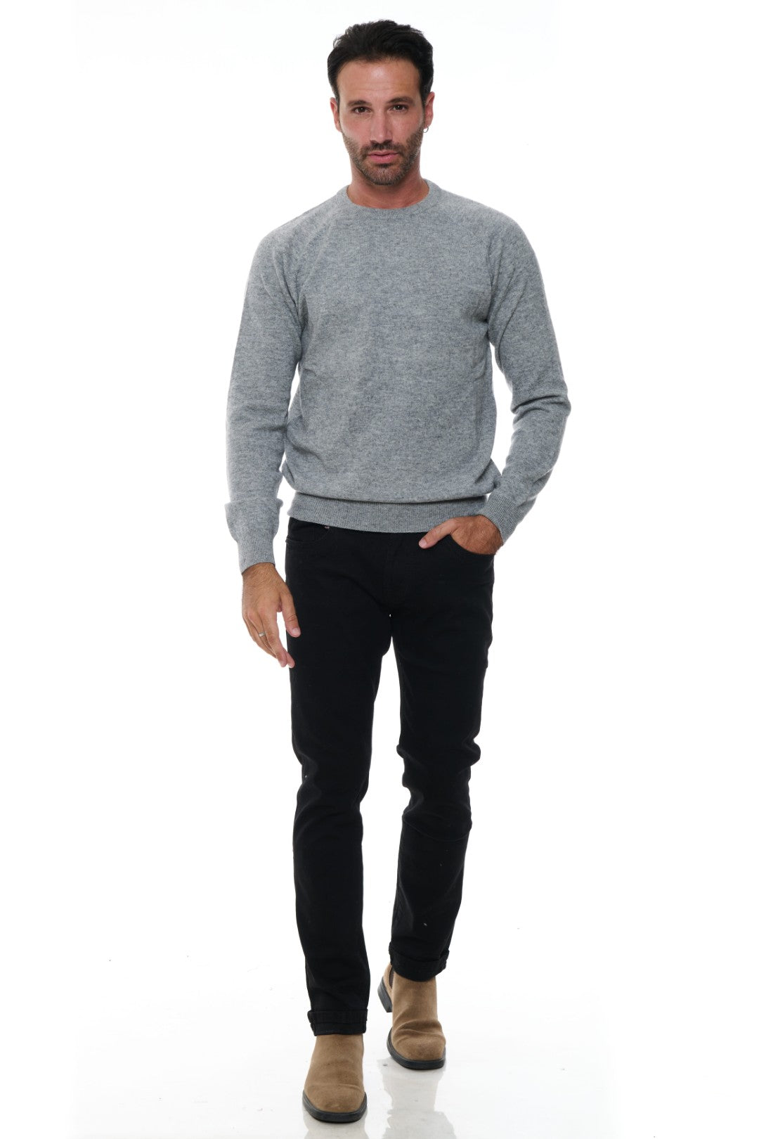 Maglia Girocollo raglan in Misto Cashmere
