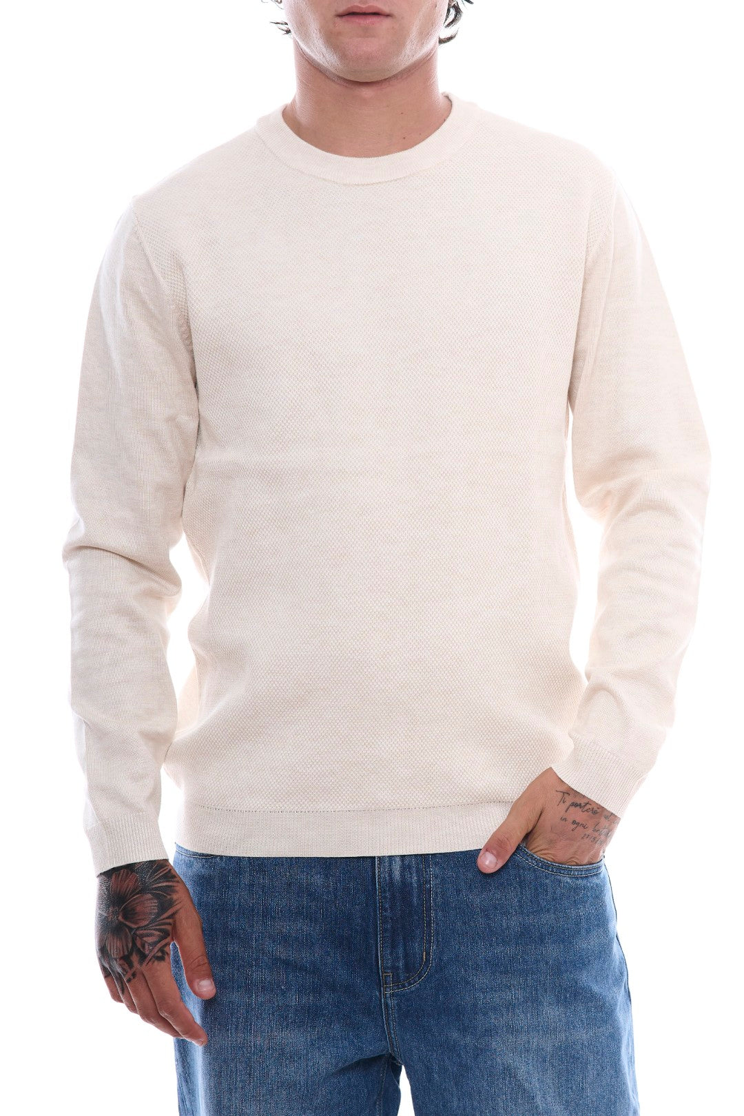 Jacquard sweater with patches