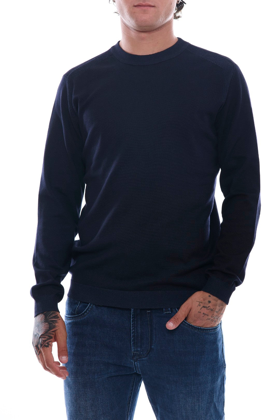 Jacquard sweater with patches