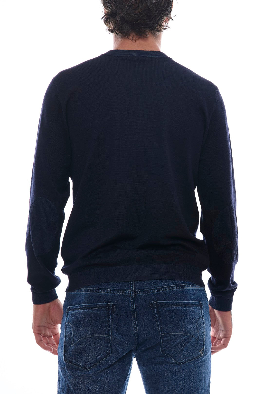 Jacquard sweater with patches