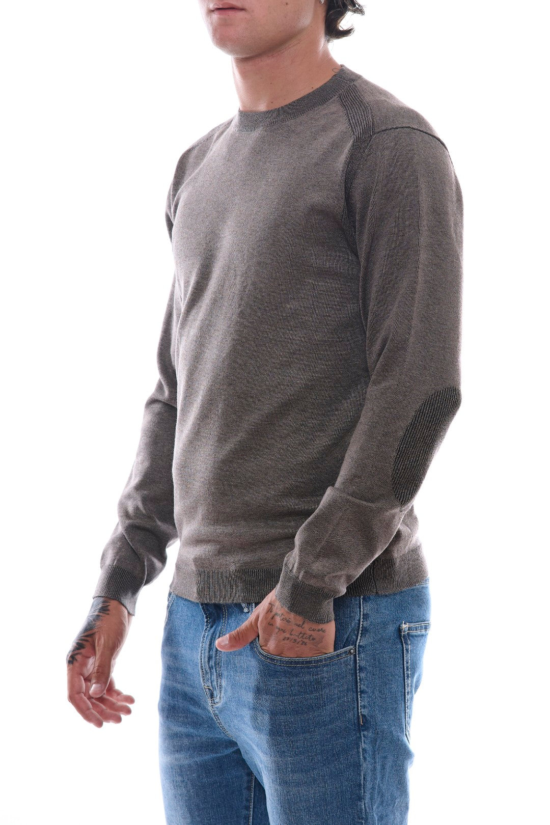 Jacquard sweater with patches