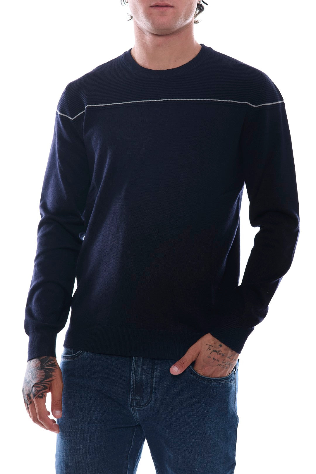 Maglia con tramatura a contrasto