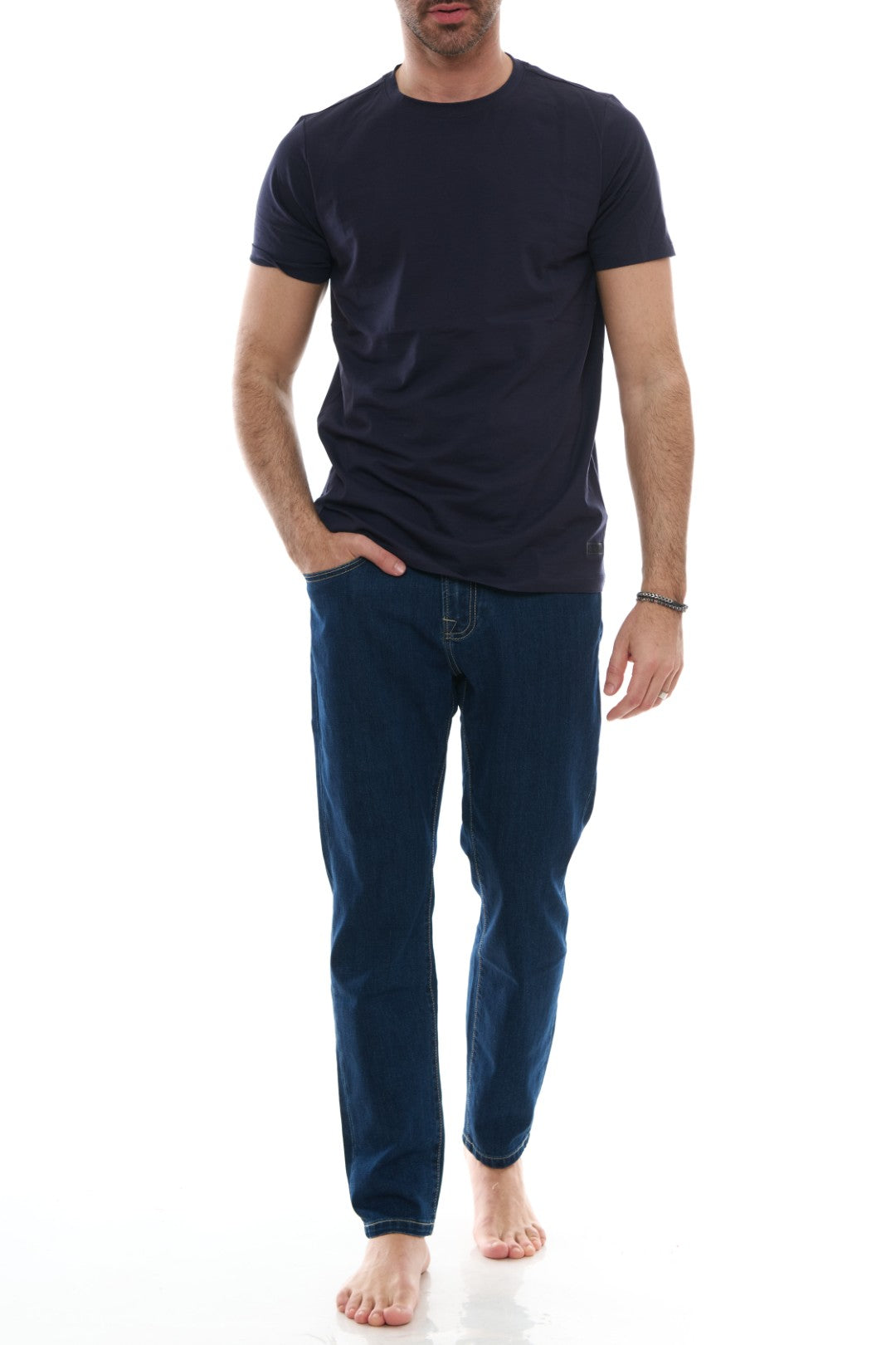 T-Shirt Basic con Stampa tono su tono