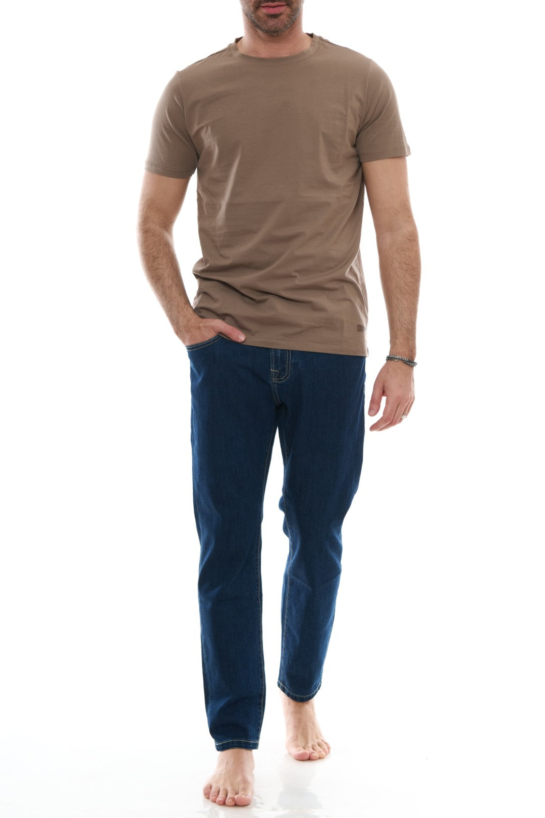 T-Shirt Basic con Stampa tono su tono