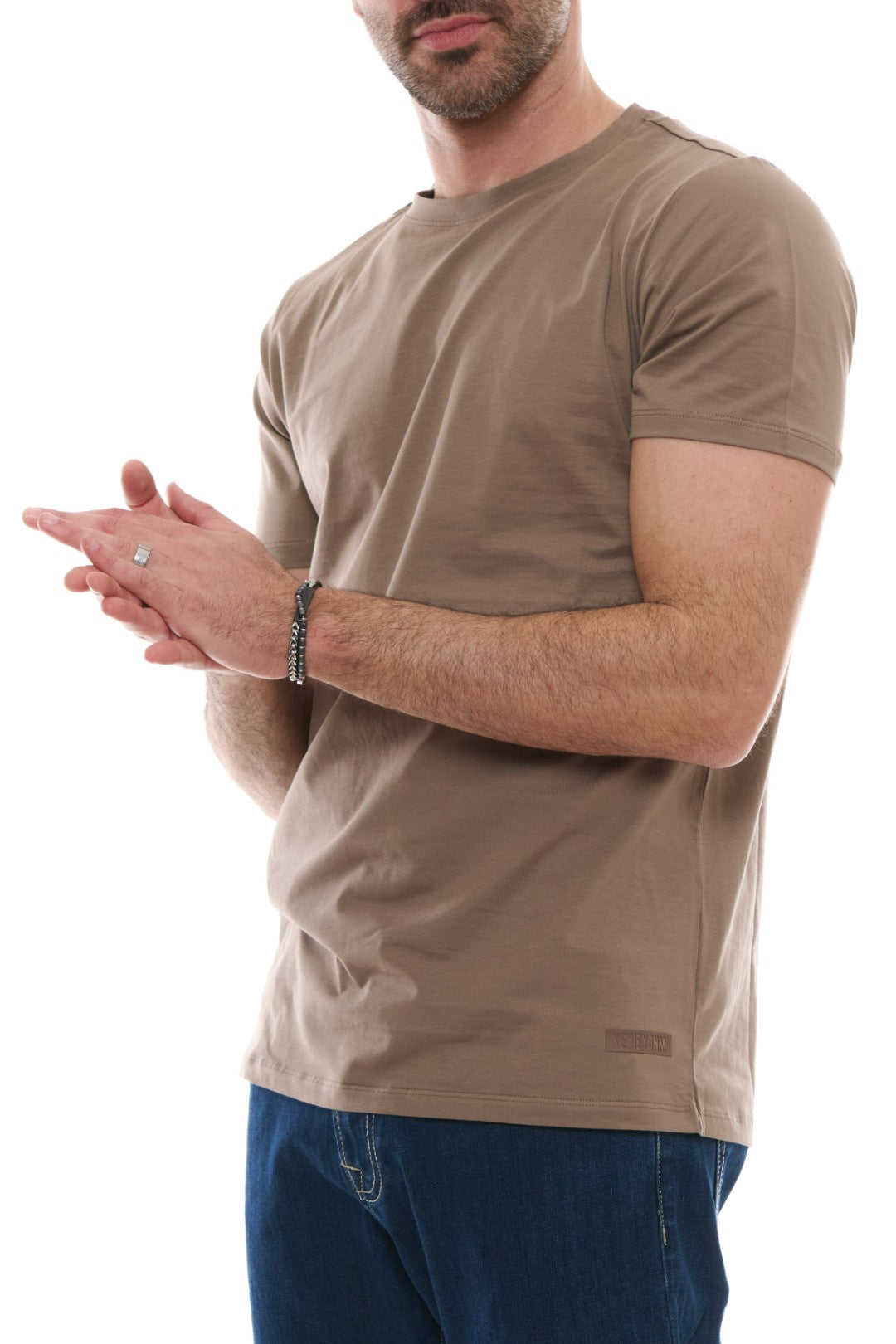 T-Shirt Basic con Stampa tono su tono